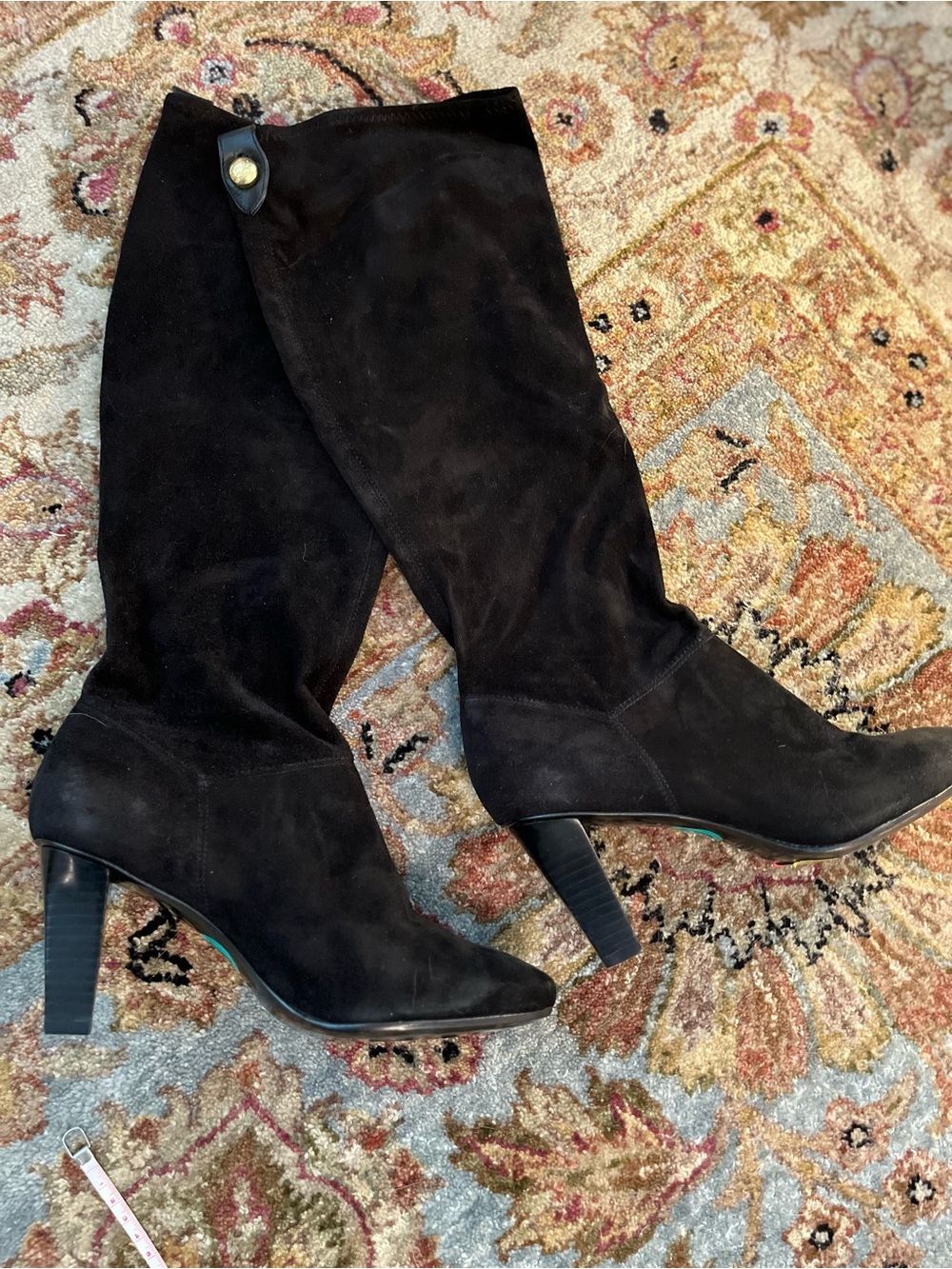 Coach Black Suede Knee-High Heeled Boots